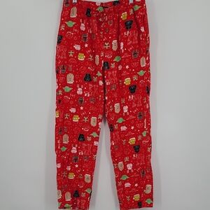 Red Men's Pants with Festive Print